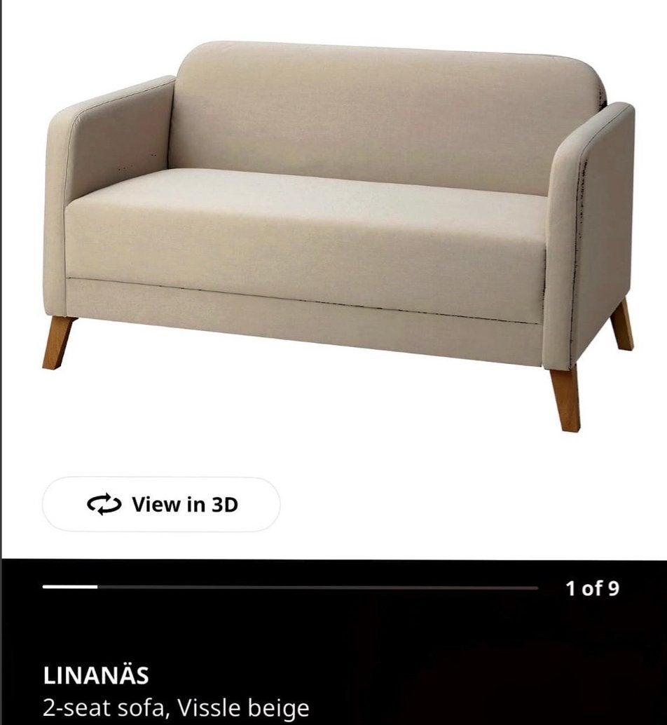 LINANÄS 2-zitsbank, Vissle beige - zo goed als nieuw, Ophalen, Zo goed als nieuw