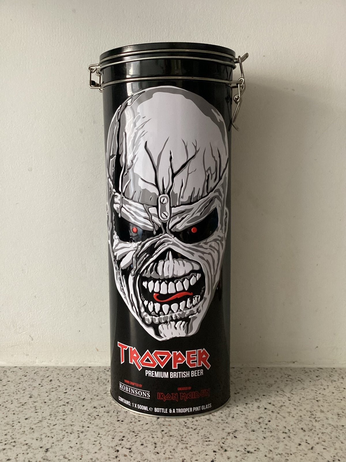 Iron Maiden "The Trooper" Bier Tin Cadeauset met Glas, Ophalen, Gebruikt
