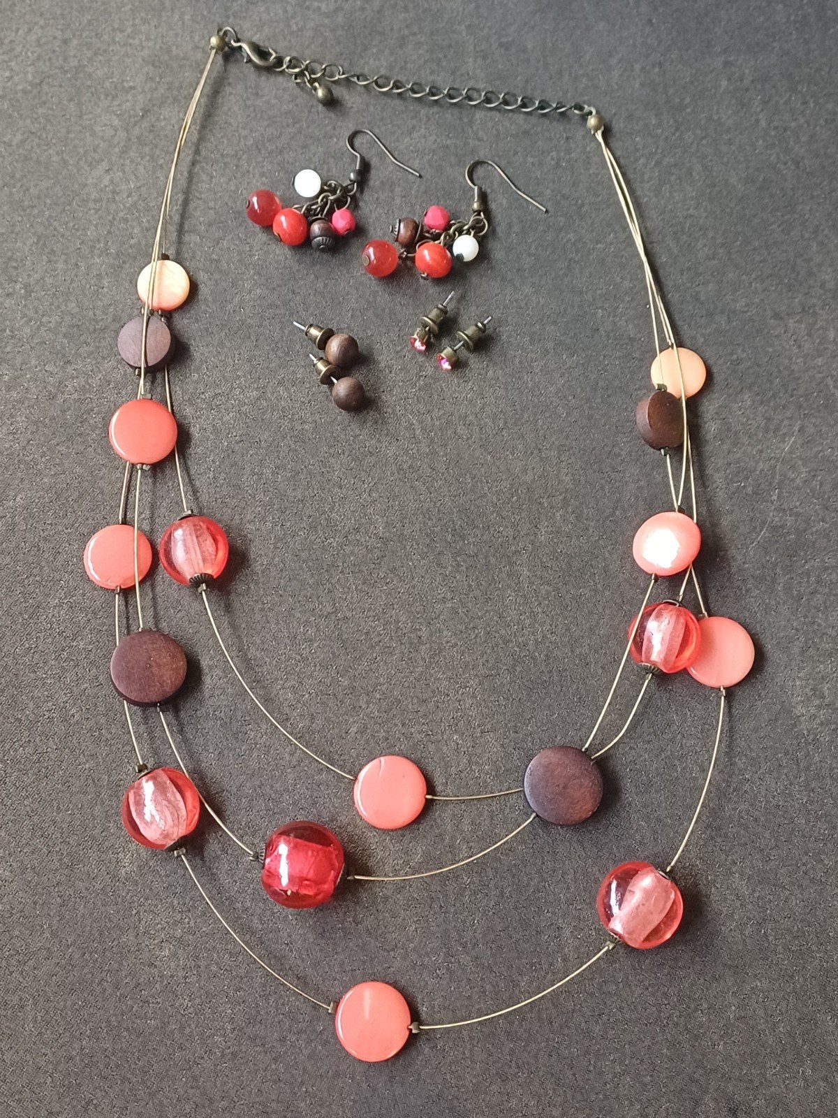 Kleurrijke ketting en oorbellen set, Overige materialen, Verstelbaar, Ophalen of Verzenden, Zo goed als nieuw