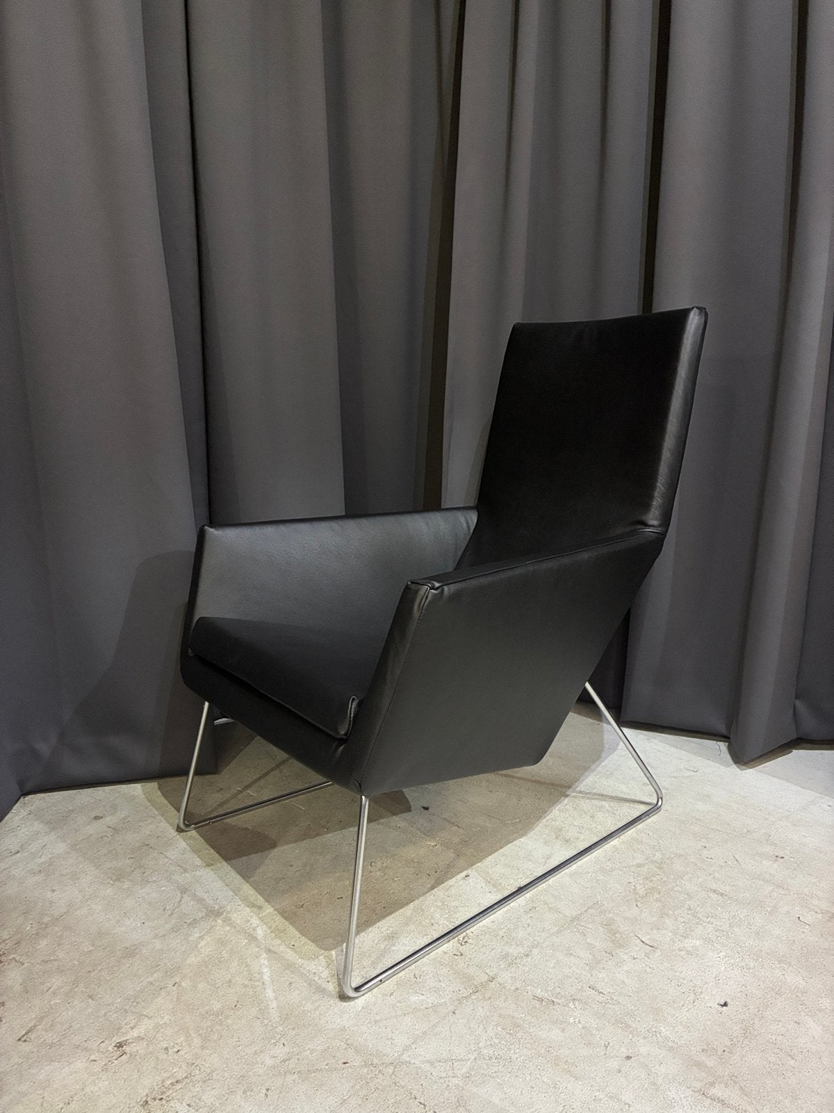 Label Don zwart leren fauteuil - Nieuw Leer -, Ophalen, ., 50 tot 75 cm, .