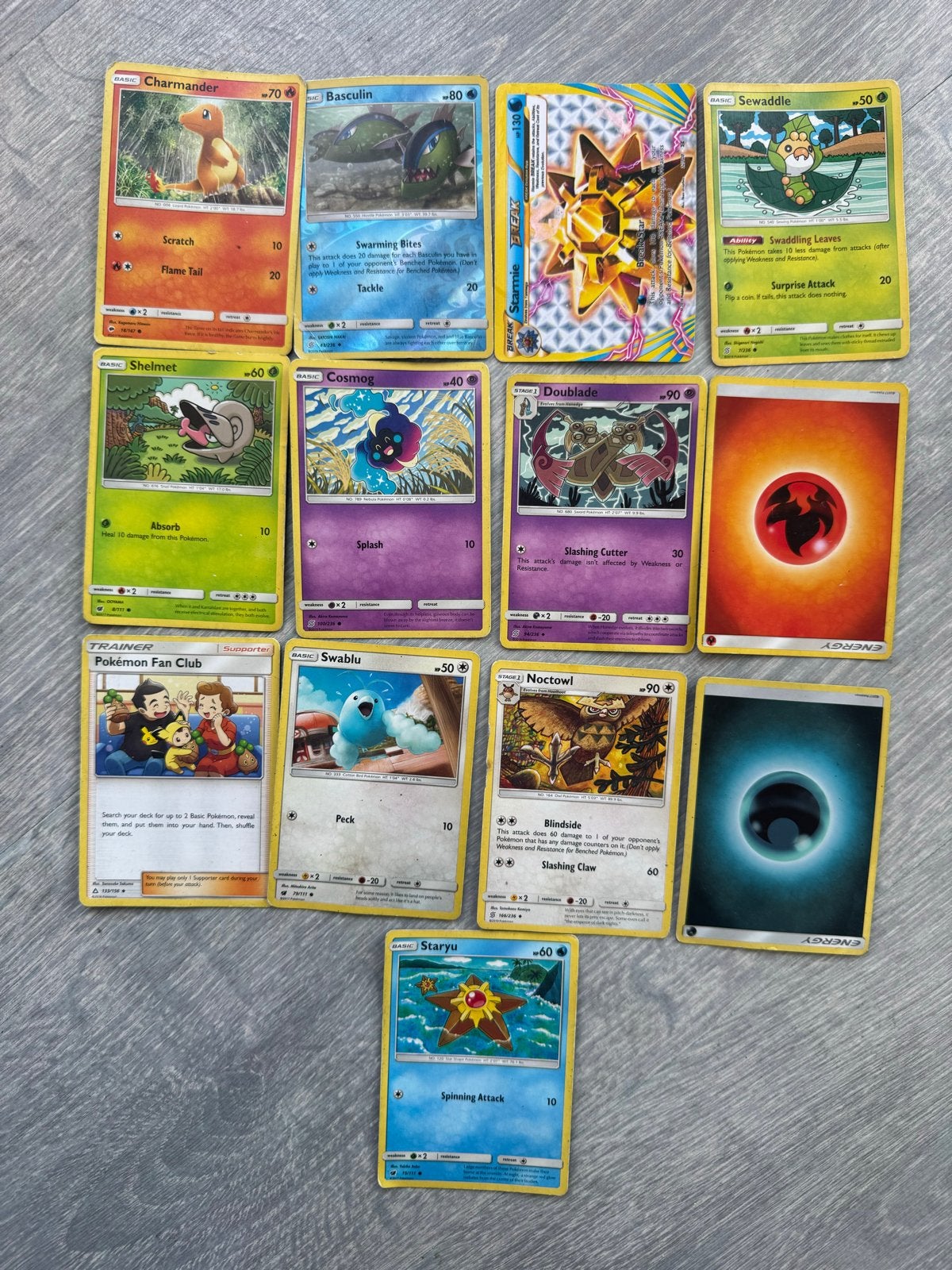 Pokémon Kaarten Collectie - Charmander, Staryu, Noctowl, Ophalen, Gebruikt