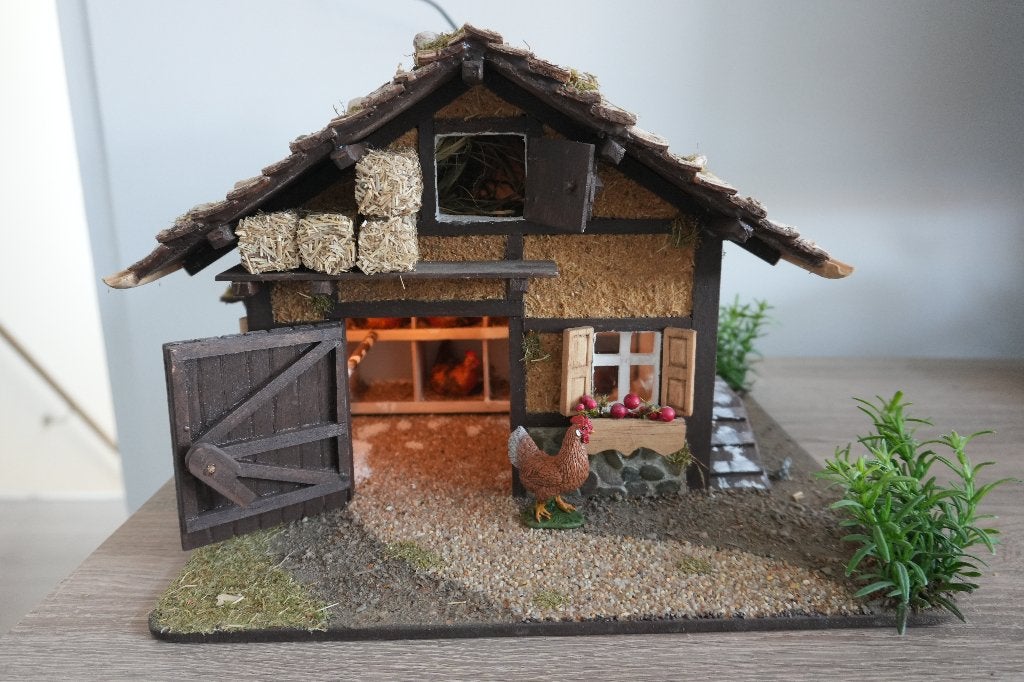 Originele miniatuur kippenstal voor kerststal of modelbouw!!, Ophalen of Verzenden, Nieuw, 1:50 of kleiner, Diorama