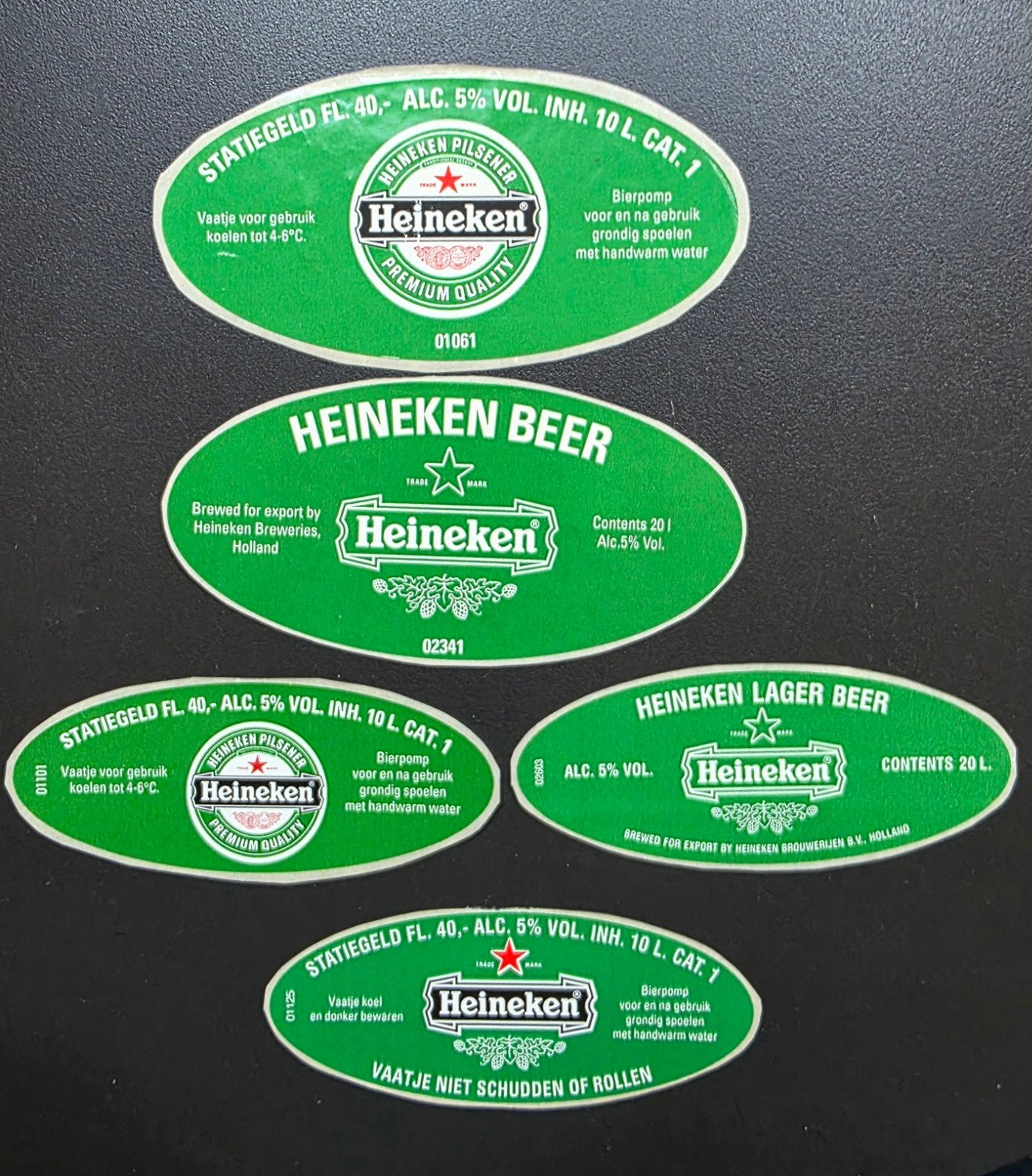 126) 5 STICKERS HEINEKEN BIER  oa BIERPOMP - ONGEBRUIKT, Verzamelen, Biermerken, Verzenden, Zo goed als nieuw, Overige typen, Heineken