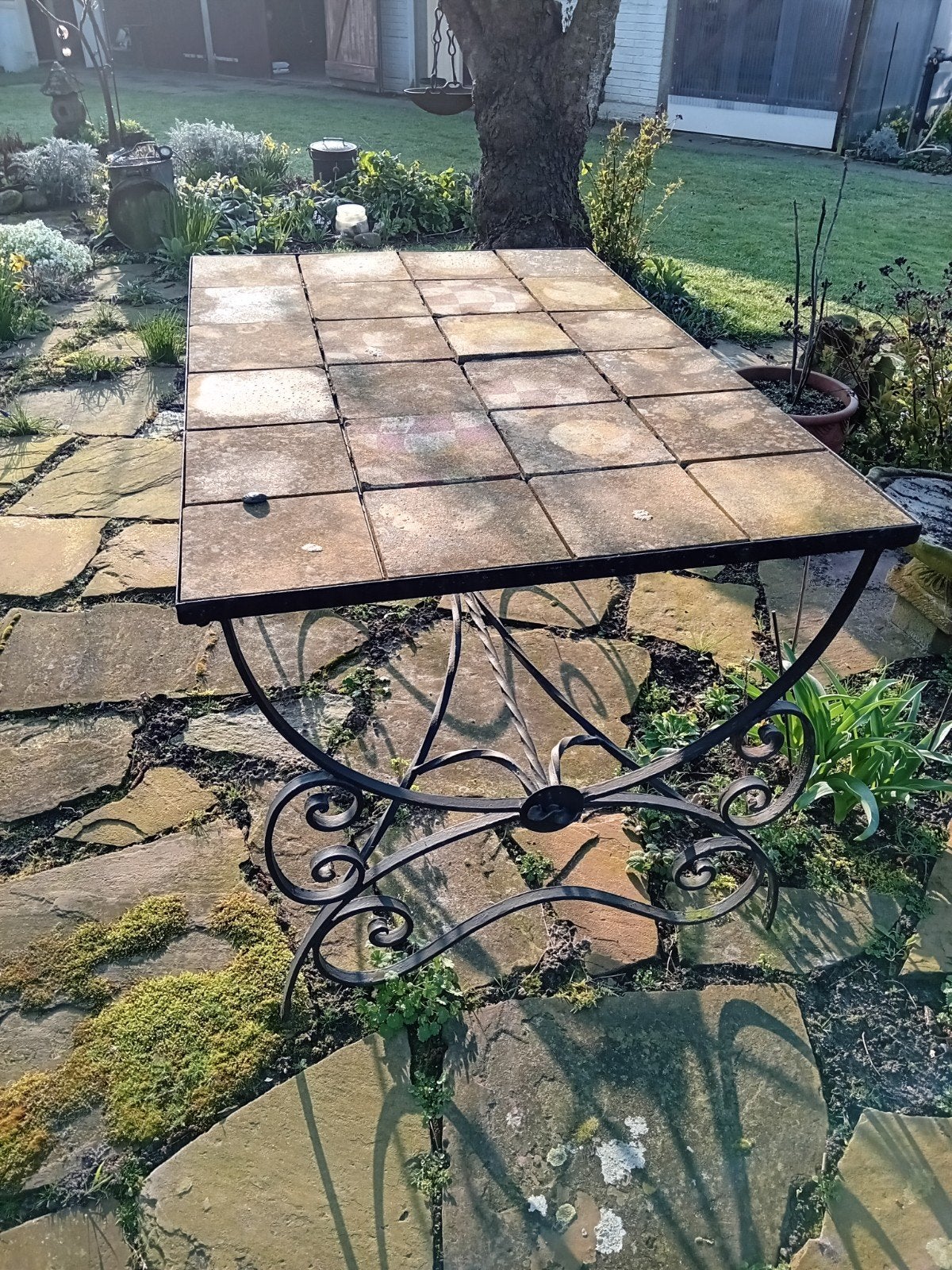 Tuintafel met 2 stoelen,, Ophalen, Gebruikt, Rechthoekig, Overige materialen