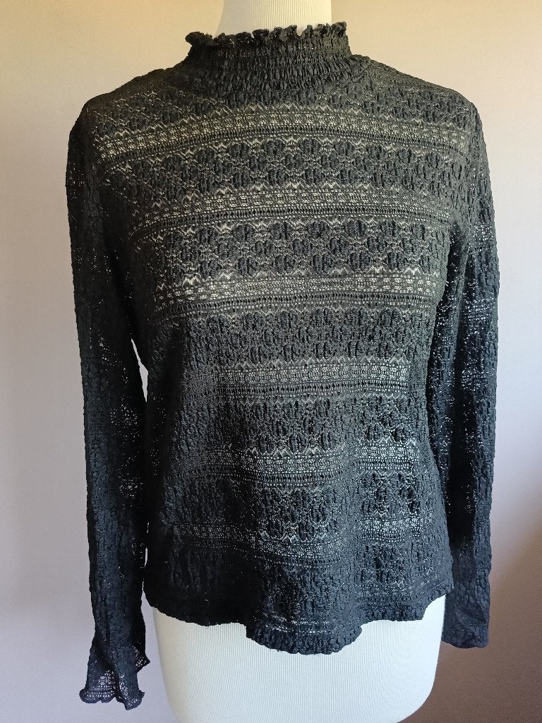 Nieuwe zwarte kanten stretch top van Jacqueline de Yong, S, Kleding | Dames, Tops, Zwart, Nieuw, Ophalen of Verzenden, Lange mouw