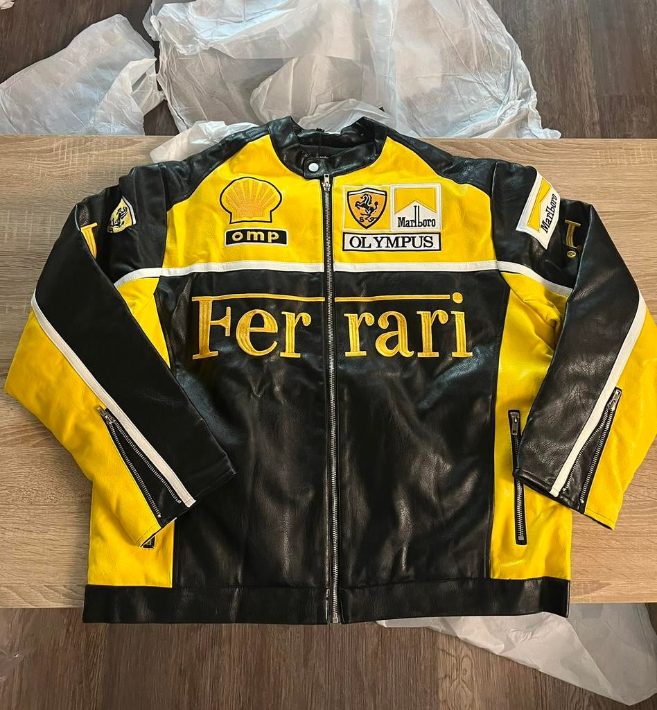 Ferrari x Marlboro Racing jas (maat XL) – leder look yellow, Ophalen of Verzenden, Zo goed als nieuw, Maat 56/58 (XL), Geel