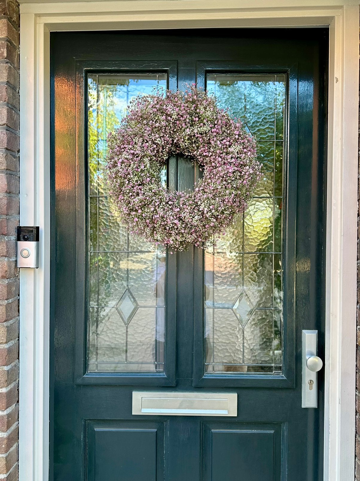 Handgemaakte Krans 40 cm met vers roze gipskruid, Ophalen of Verzenden, Nieuw, Krans, Natuurlijk materiaal
