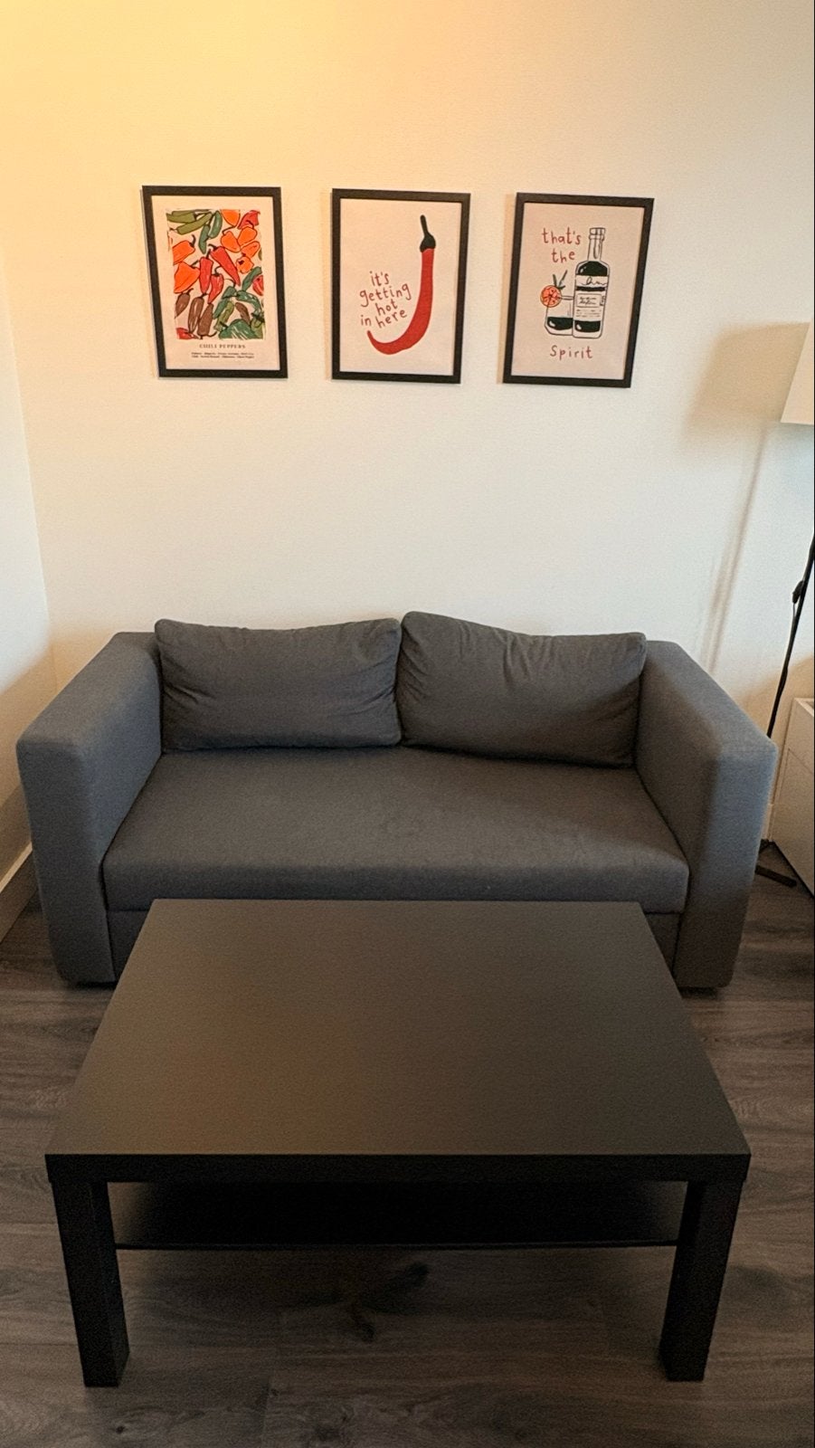 IKEA grey couch and ikea black coffee table, Ophalen, Minder dan 75 cm, 150 tot 200 cm, Driepersoons