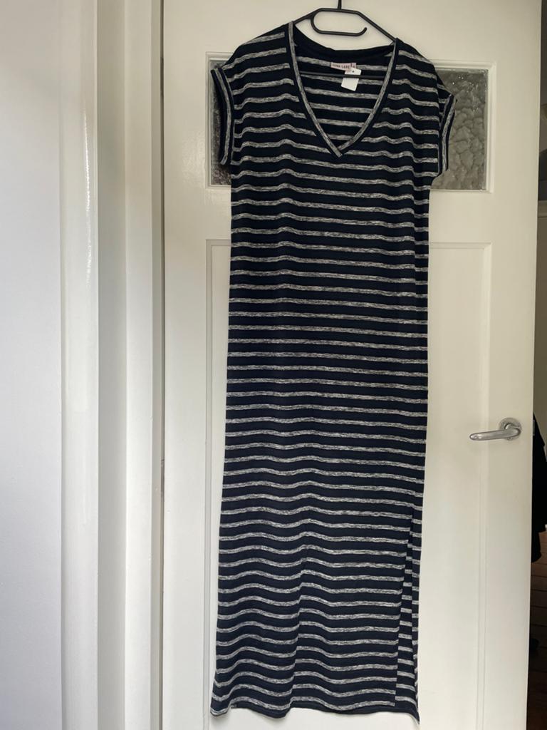 Juna Lane Lange Strandjurk - Maat 38/40 (M), Kleding | Dames, Jurken, Gedragen, Maat 38/40 (M), Blauw, Onder de knie, Ophalen of Verzenden
