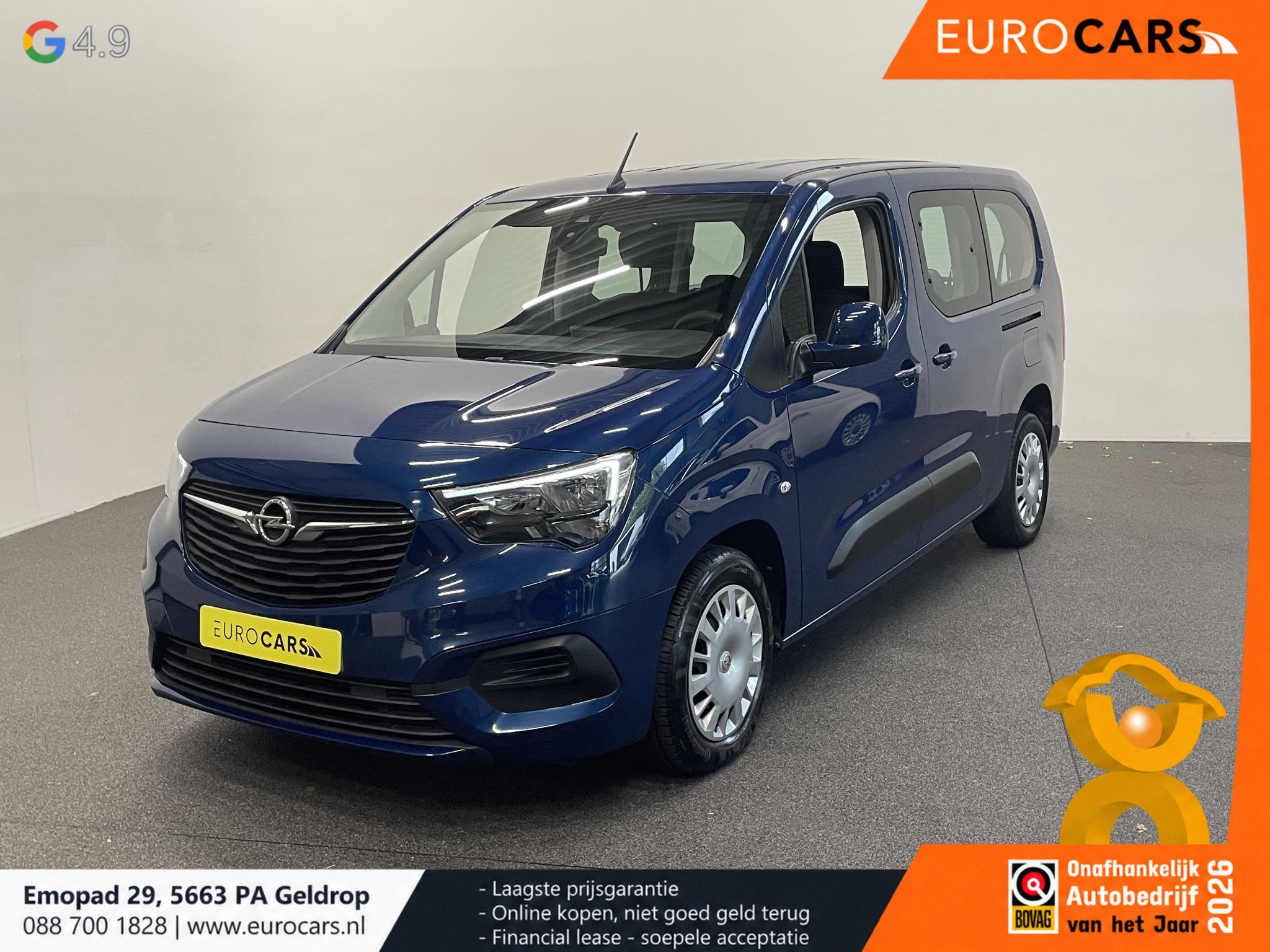 Opel Combo 1.2 Turbo L2H1 110 pk 7persoons Life Airco Cruise, Auto's, Voorwielaandrijving, Stof, Gebruikt, Blauw