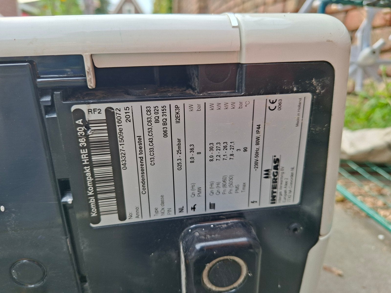 Intergas Kombi Kompakt HRE 36/30 A CV-ketel, Ophalen, Gebruikt, Vrijstaand, Gas