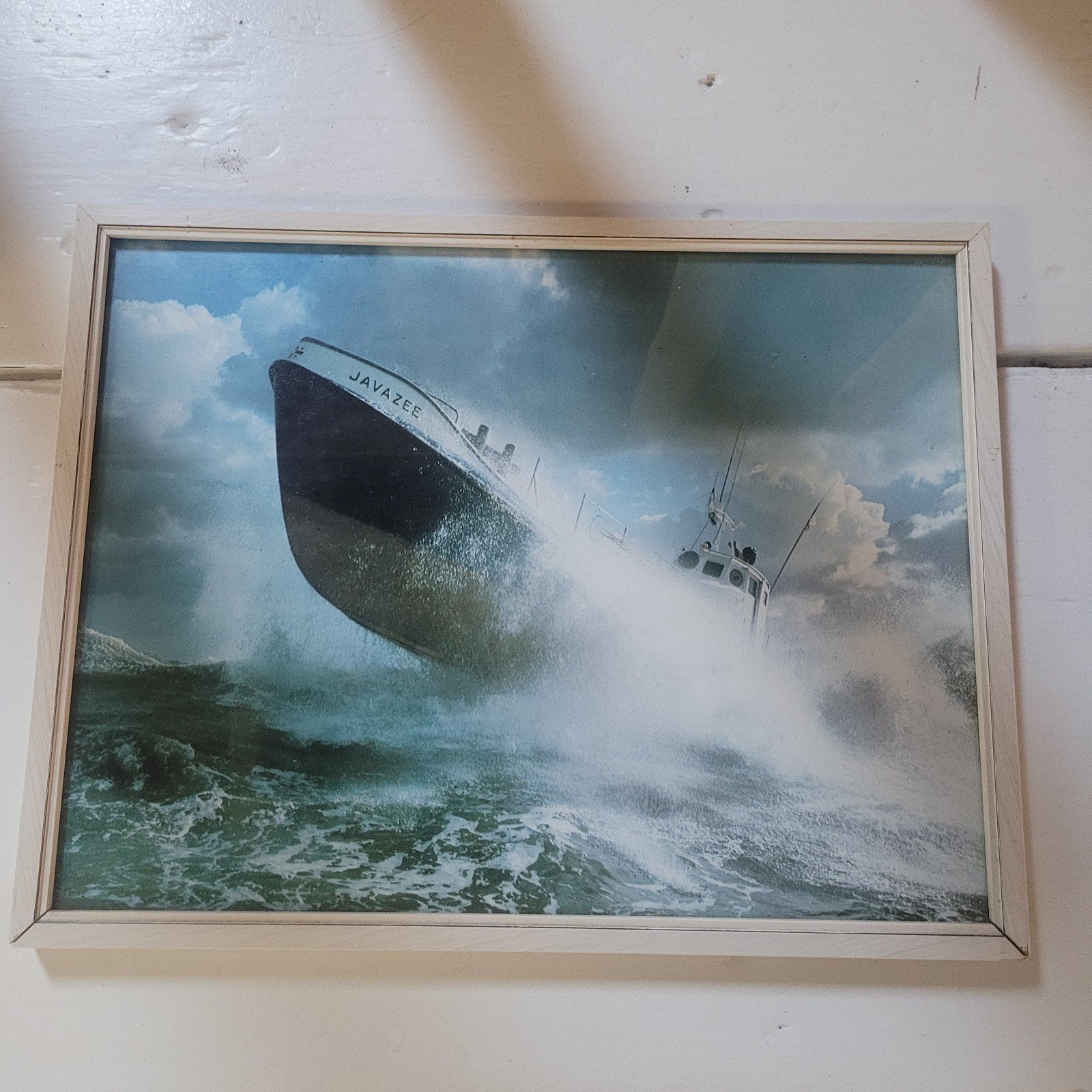 Ingelijste afbeelding van schip 'Java Zee 32x25', Ophalen of Verzenden, Gebruikt, Motorboot, Kaart, Foto of Prent