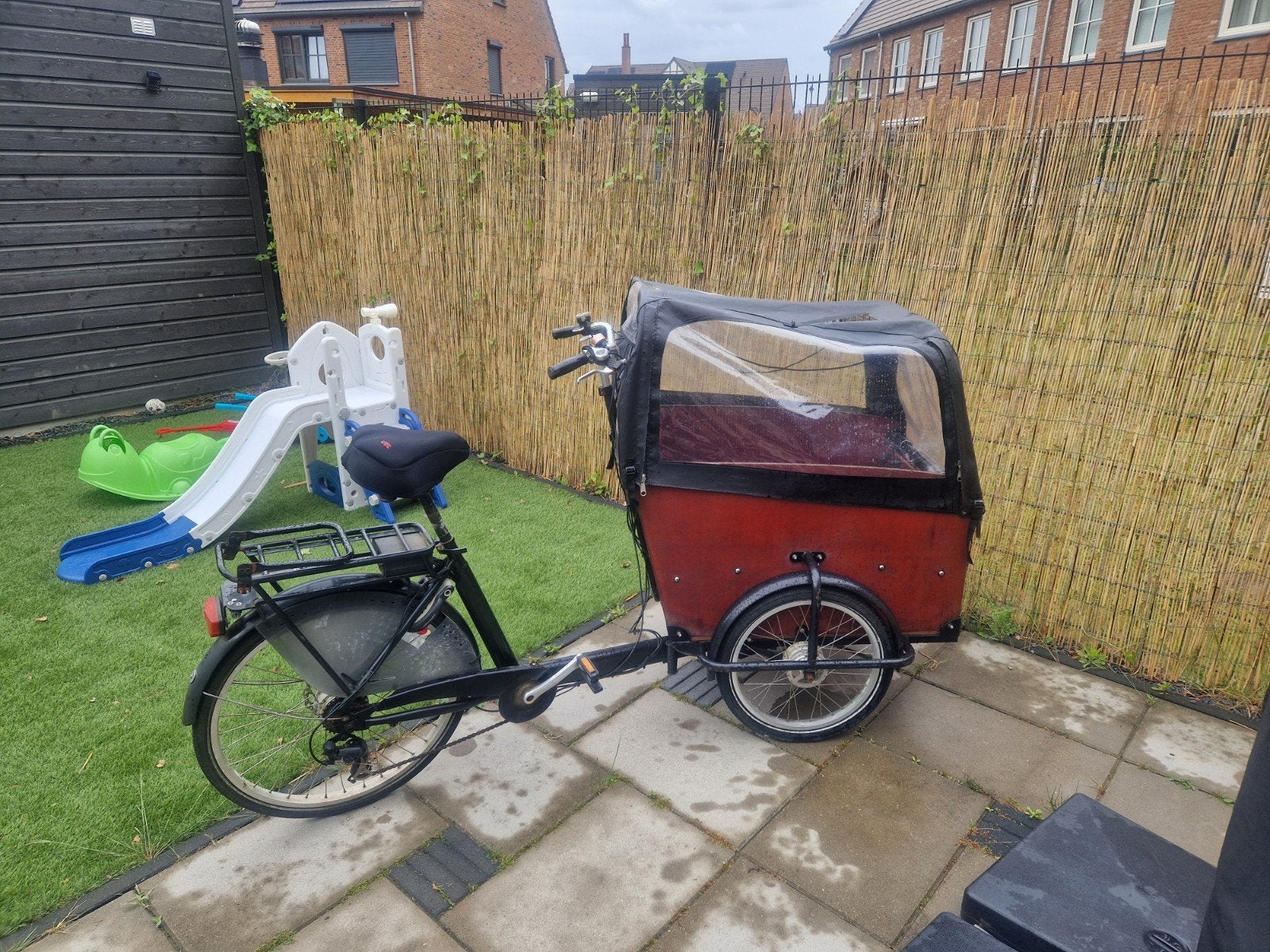 Babboe Big-E elektrische bakfiets – opknapper / hobbyproject, 4 kinderen of meer, Gebruikt, Huif, Schijfrem