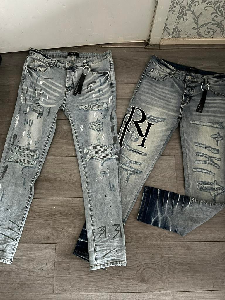 Amiri broek, Ophalen of Verzenden, Zo goed als nieuw, Blauw, W33 - W34 (confectie 48/50)