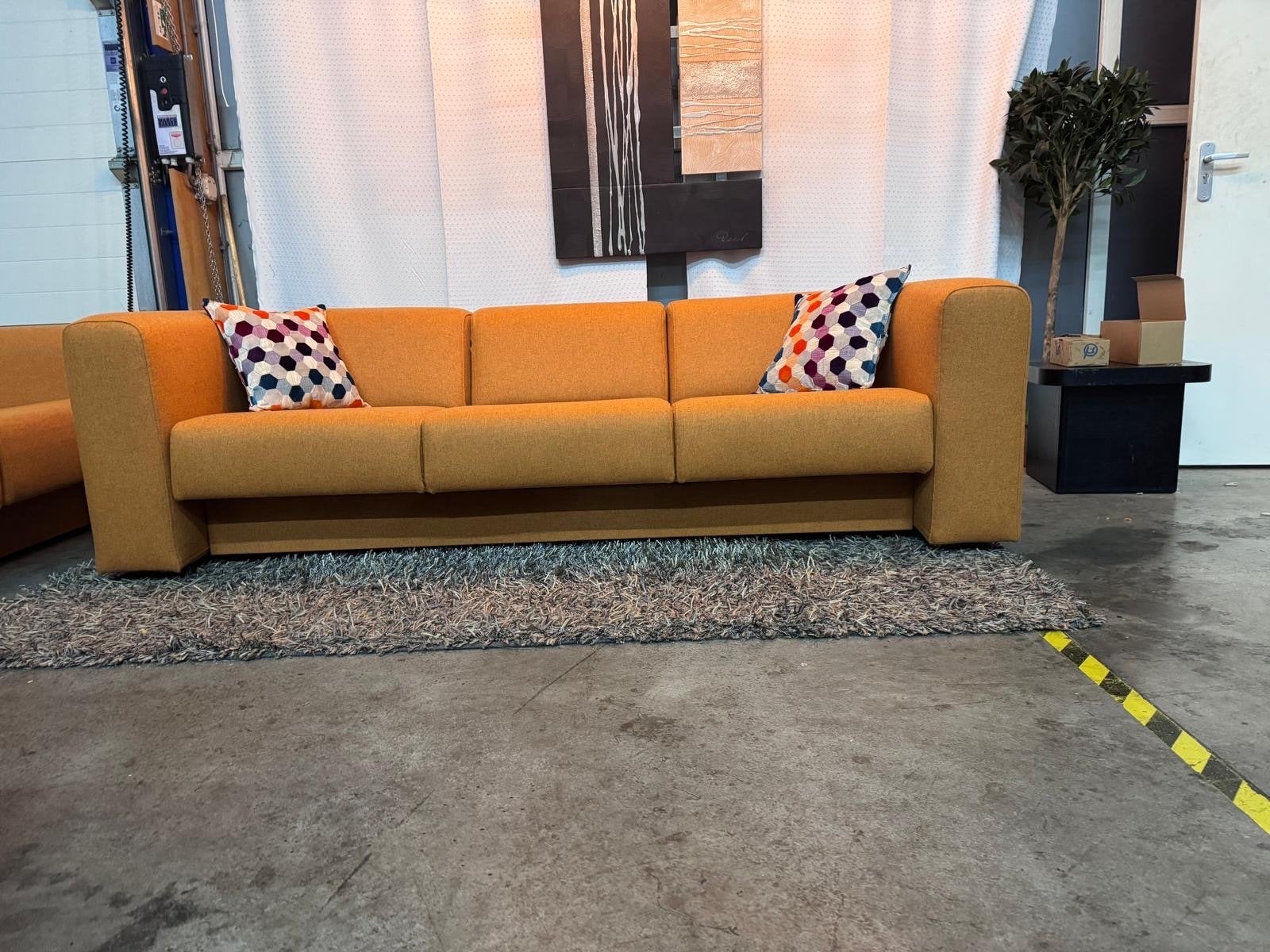 Gelderland  4300 3-zits en 2-zits set ploegwol 78 oranje, Ophalen of Verzenden, Gebruikt, Stof