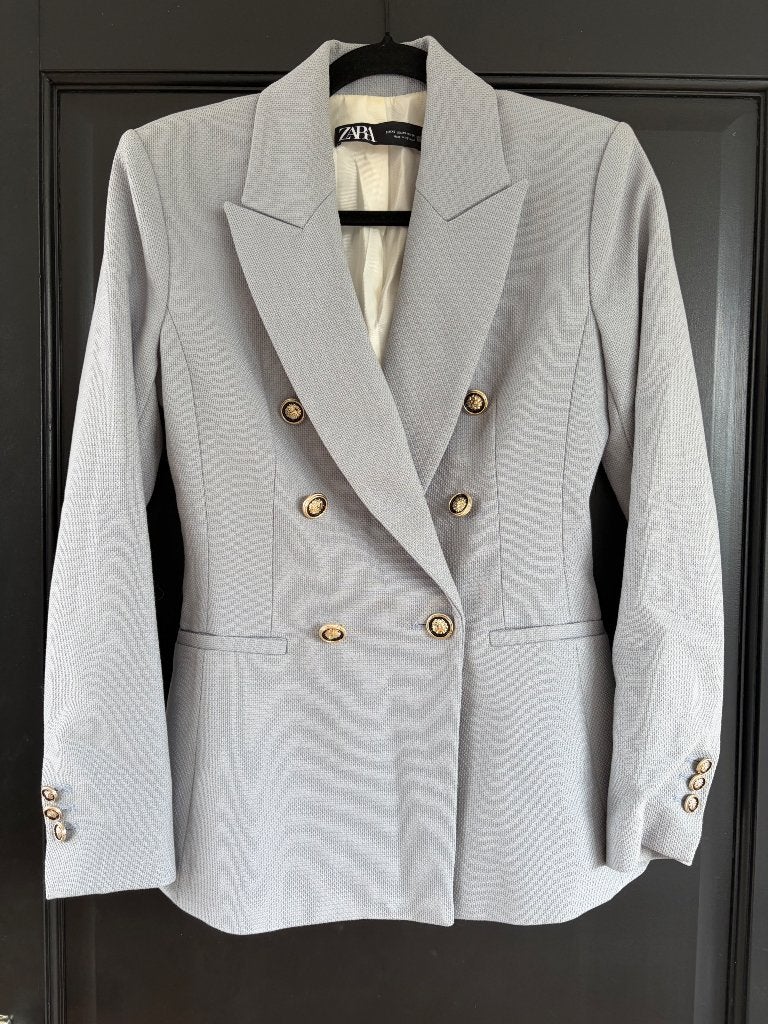 Zara Blazer XS - lichtblauw met Gouden Knopen, Kleding | Dames, Blauw, Zara, Ophalen of Verzenden, Jasje