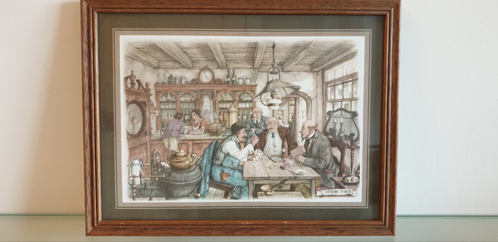 Gezellig tafereel in een café, ingelijste print, Ophalen