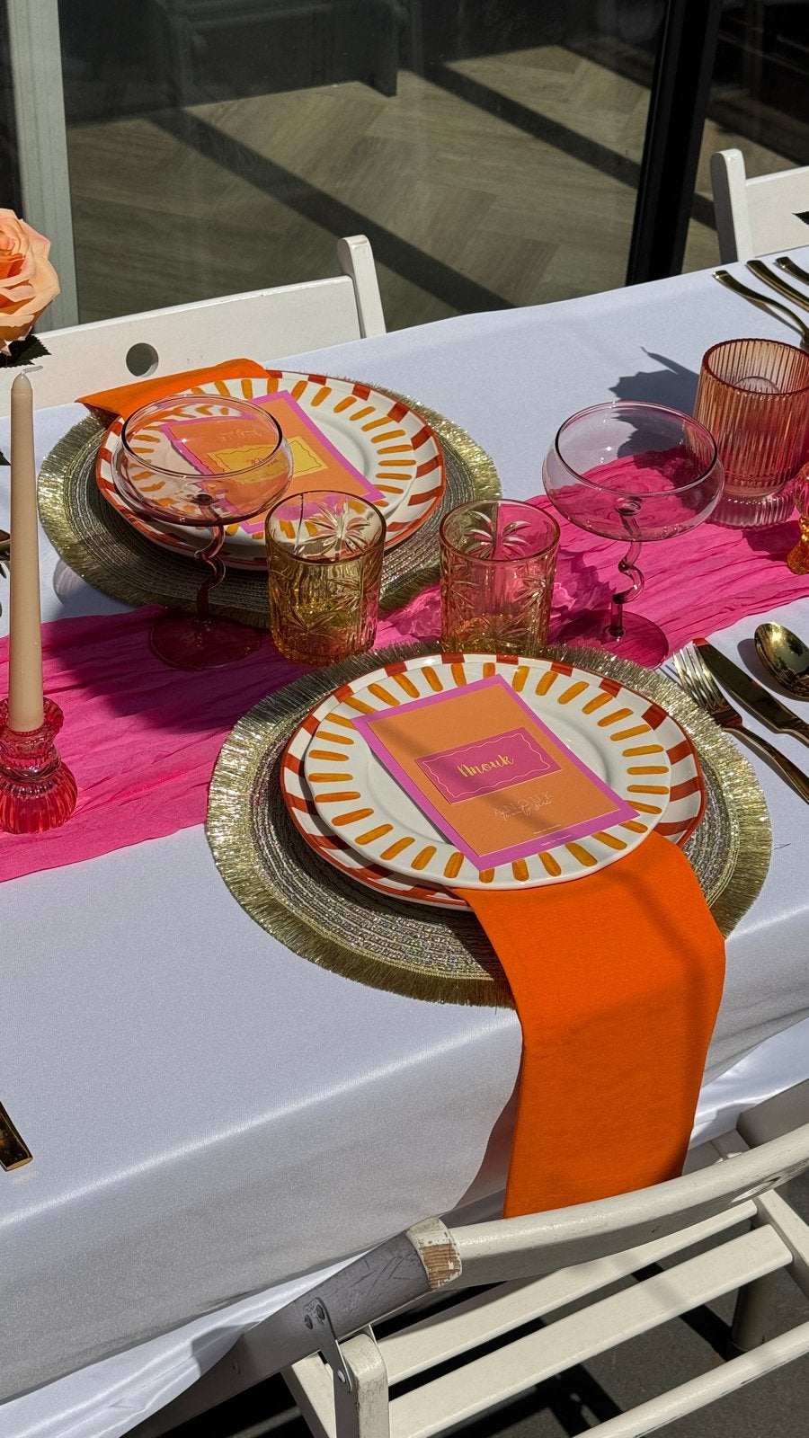 Compleet diner setting voor 14 gasten - Sunset Soiree, Ophalen, Gebruikt, Overige merken, Glas