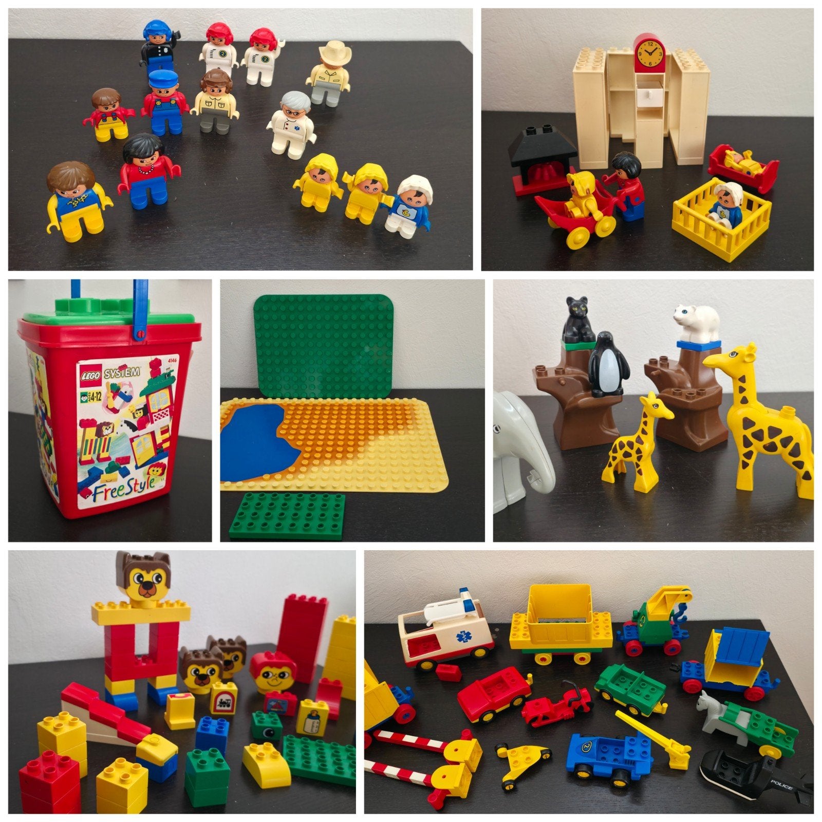 Retro Duplo ton emmer veel duplo: plaat poppetjes stenen, Gebruikt, Compleet, Ophalen of Verzenden, Duplo