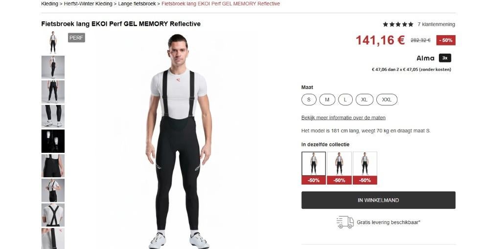 Lange fietsbroek EKOI Perf GEL MEMORY Reflective - Maat : XL, Fietsen en Brommers, Heren, Nieuw, Ophalen of Verzenden, Ekoi