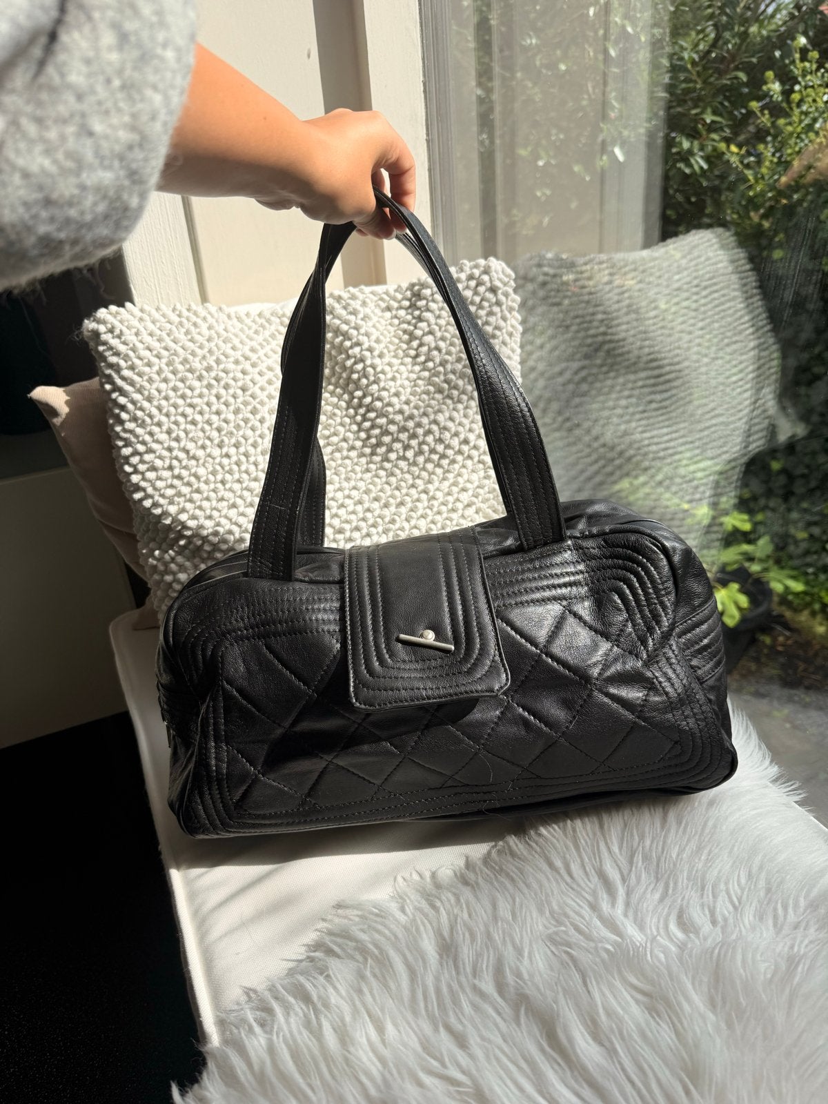 Aprille Aprilla Italiaanse leren tas, Sieraden, Tassen en Uiterlijk, Ophalen of Verzenden, Gebruikt, Zwart, Handtas