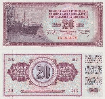 JOEGOSLAVIE 1974 20 dinara #85a UNC, Verzenden, Joegoslavië, Los biljet