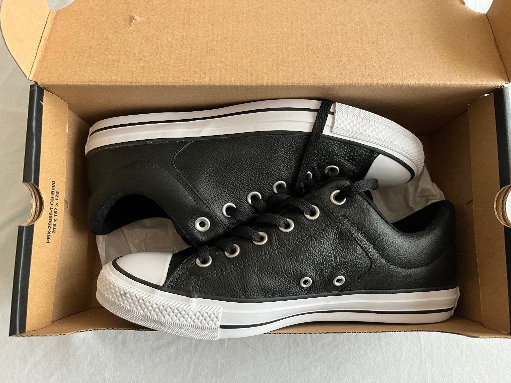NEW! Converse All Star Black Leer mt 41 / 7,5, Zwart, Nieuw, Ophalen of Verzenden, Sneakers of Gympen