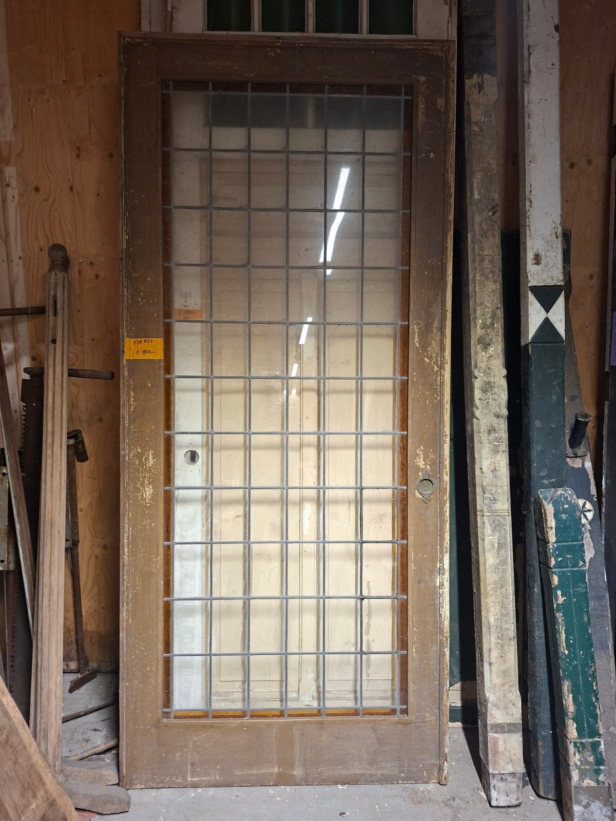 Prachtige grote glas in lood deur 255 x 113 cm, Gebruikt, 215 cm of meer, Binnendeur, Glas