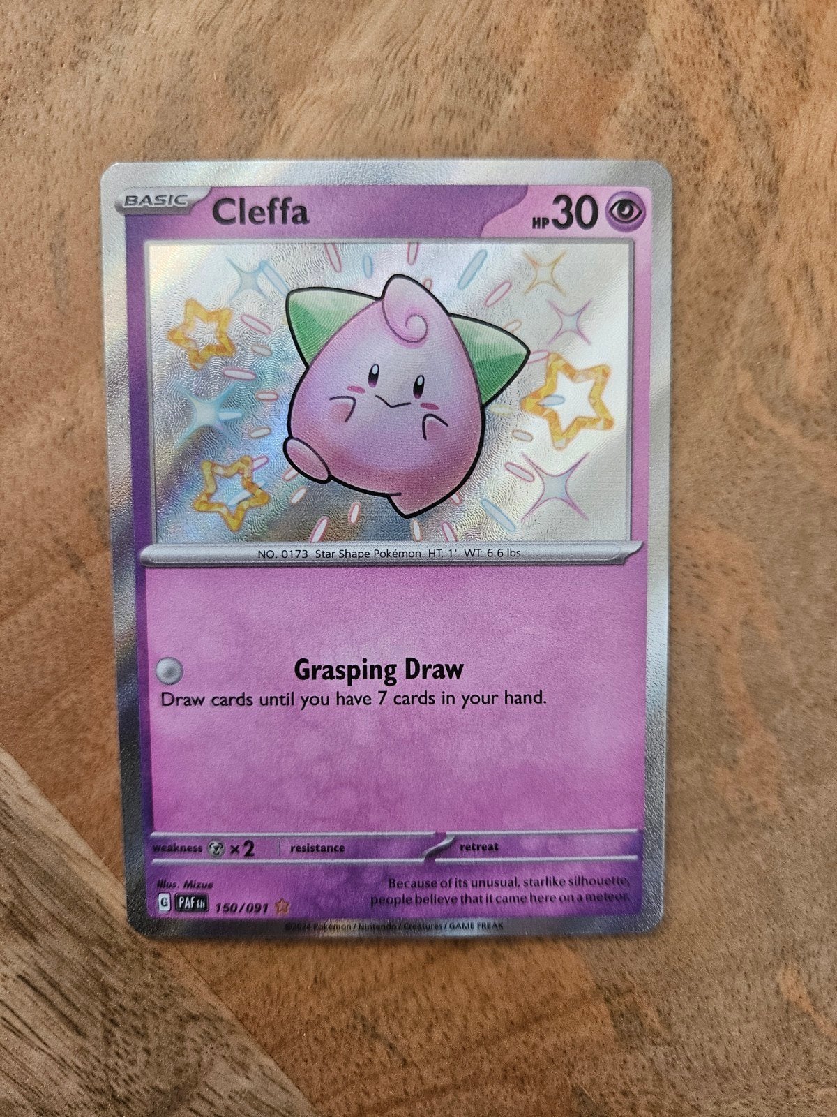 Cleffa 150/091 Paldean Fates Pokémon Kaart, Ophalen of Verzenden, Nieuw, Losse kaart, Foil