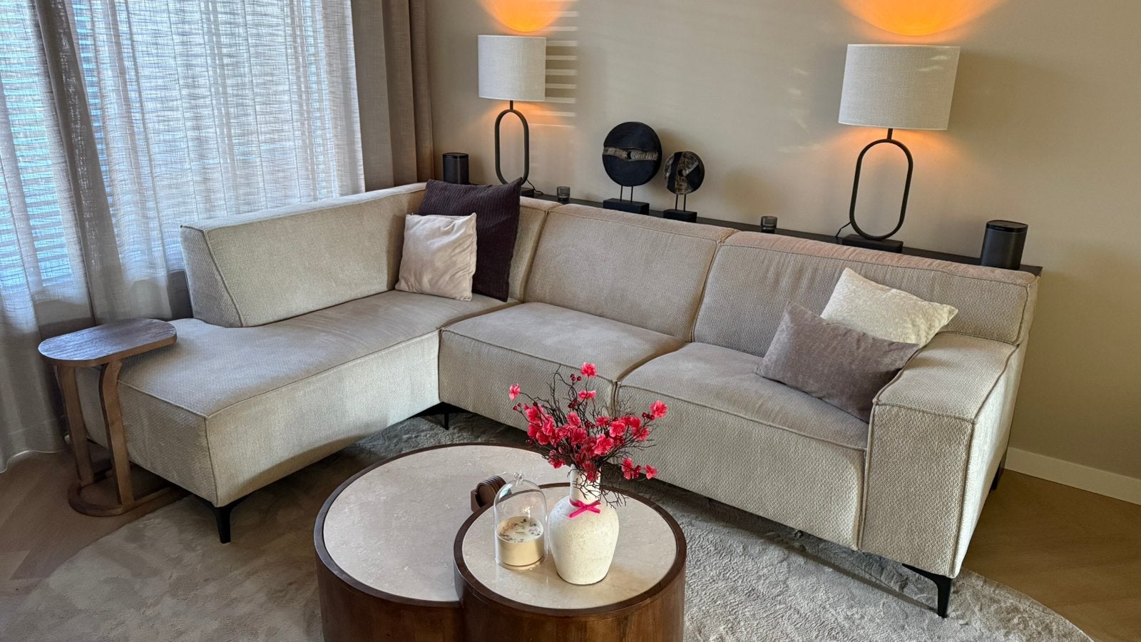 Hoekbank beige – top staat, Ophalen, Zo goed als nieuw, Stof