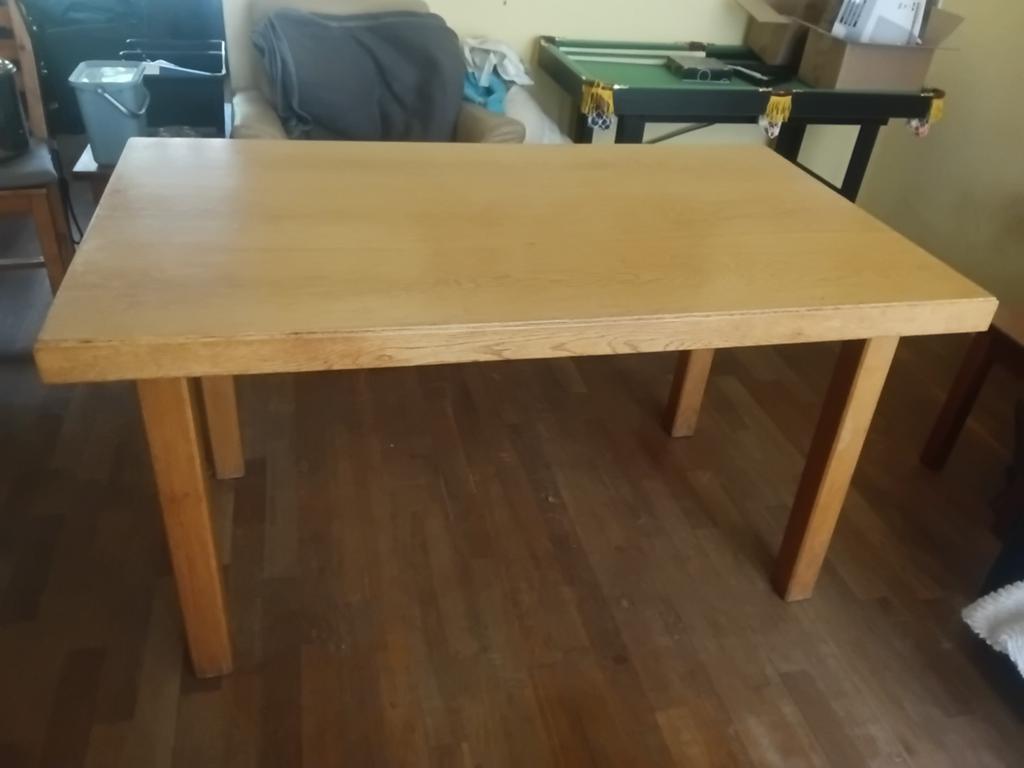 Gratis af te halen Grenen eettafel 140x80x8, Huis en Inrichting, Tafels | Eettafels, Gebruikt, 100 tot 150 cm, Vier personen, Rechthoekig
