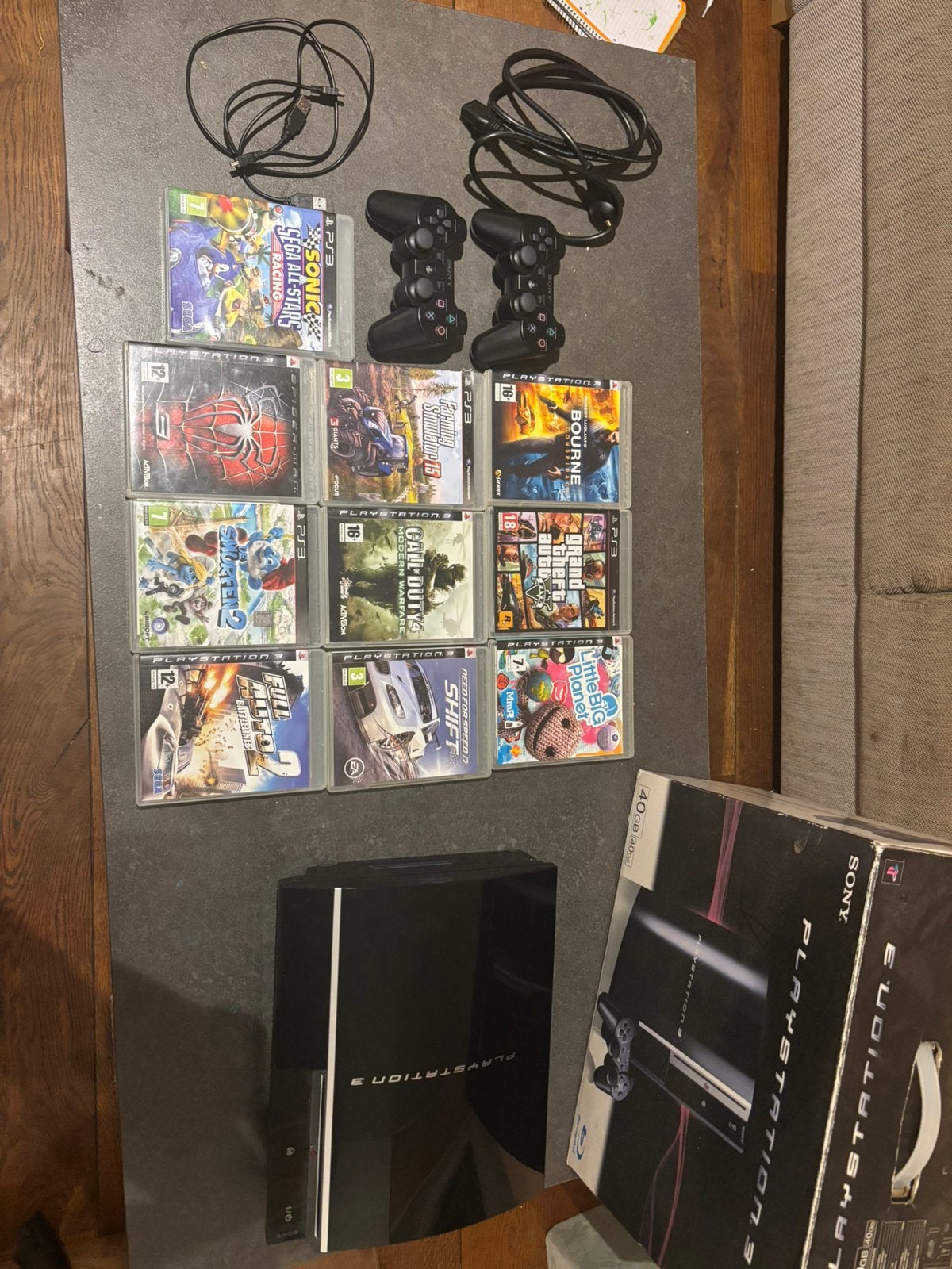 Playstation 3 met spellen, Spelcomputers en Games, 40 GB, Phat, Met 2 controllers, Ophalen of Verzenden