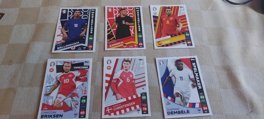 6 voetbal plaatjes EK 2024 oa Bellingham en Koke, Ophalen of Verzenden, Nieuw, Meerdere plaatjes