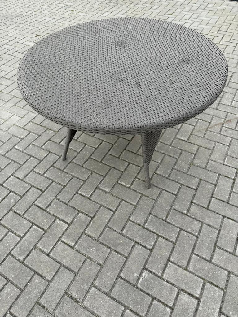 Ronde tuintafel 120 x 73 van wicker, grijs Hartman, Tuin en Terras, Tuintafels, Gebruikt, Rond, Wicker, Ophalen