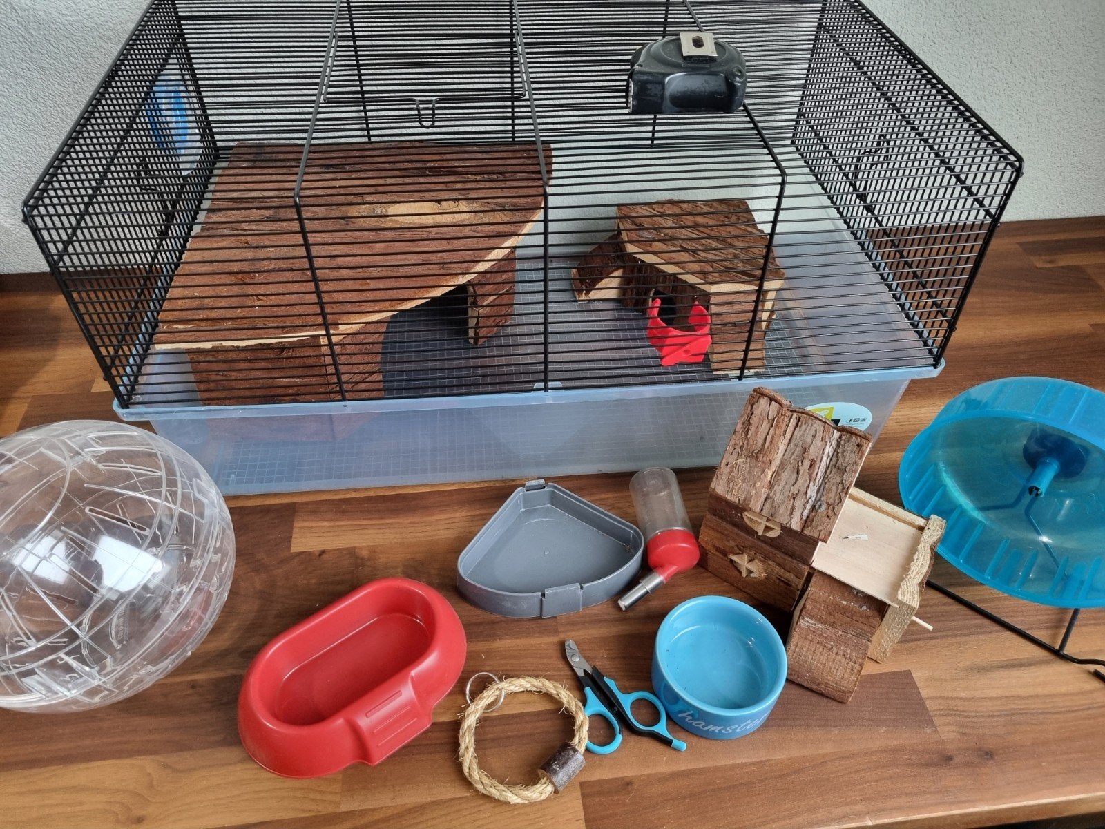 hamsterkooi met toebehoren, Dieren en Toebehoren, Knaagdieren en Konijnen | Hokken en Kooien, Kooi, Minder dan 75 cm, Zo goed als nieuw