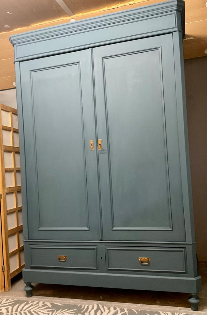 Grote doorleefde kledingkast - Steel Blue (demontabel), Huis en Inrichting, Kasten | Kledingkasten, Met deur(en), 100 tot 150 cm
