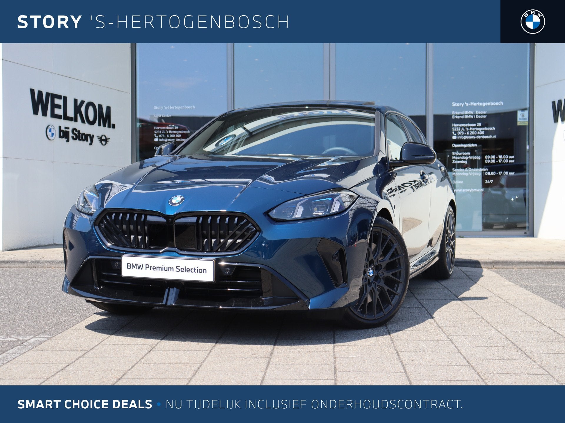 BMW 1 Serie 120 M Sport Automaat / Trekhaak / Panoramadak /, Auto's, Dealer onderhouden, 156 pk, Met garantie (alle), Blauw