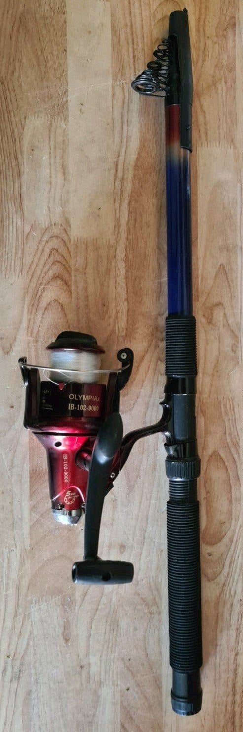 Bravo King Werphengel met Olympia IB-102-9000 molen, Watersport en Boten, Hengelsport | Algemeen, Ophalen of Verzenden, Gebruikt