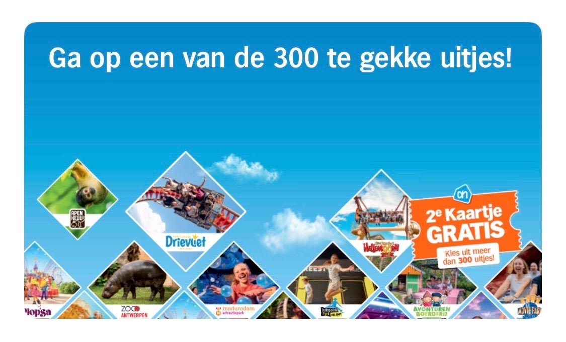 2e kaartje gratis op 300 uitjes - Albert Heijn (AH), Ophalen, Winkel, Super of Benzinepomp, Volle spaarkaart