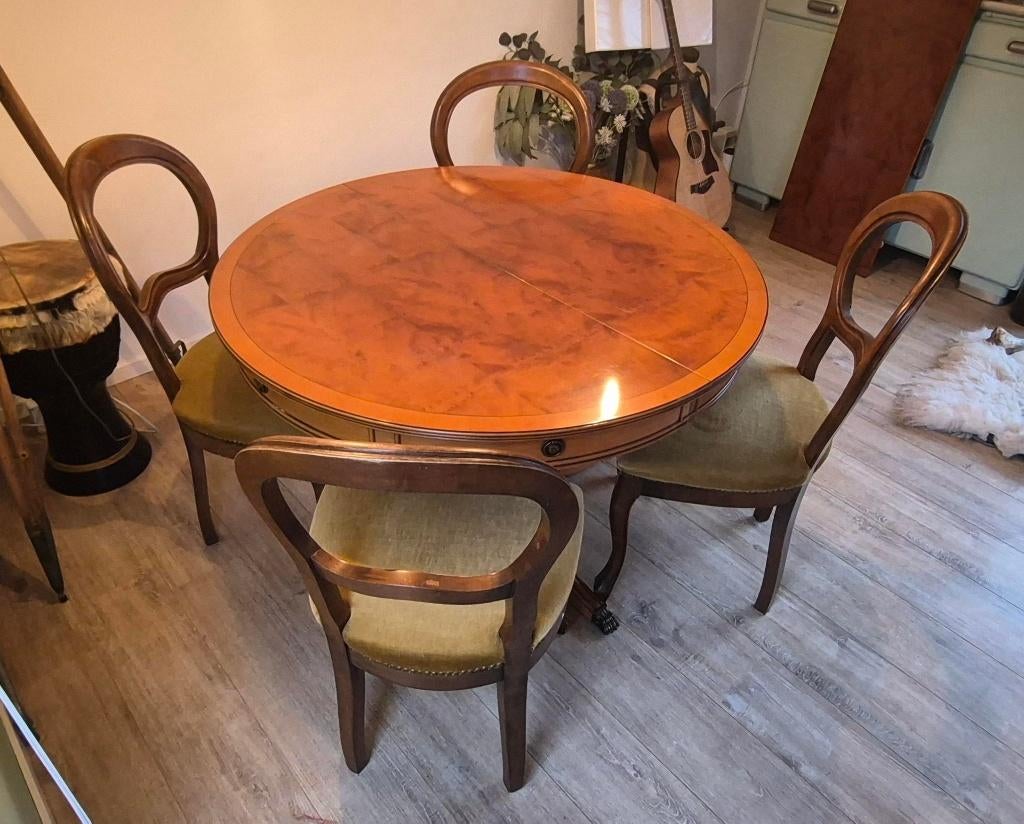 4 Antieke stoelen in Louis Philippe stijl, orig. bekleding, Ophalen, Gebruikt, Antiek in Louis Philippe stijl, Bruin