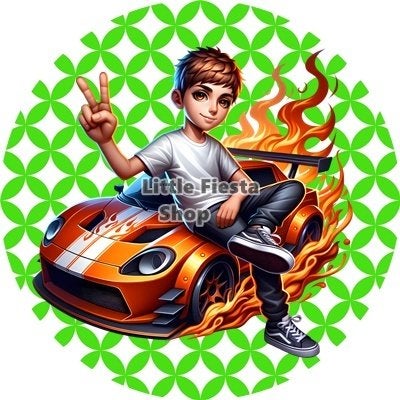lf19 icing frosting jongen auto 20cm eetbare taart print, Ophalen of Verzenden, Nieuw, Taarten, Versiering