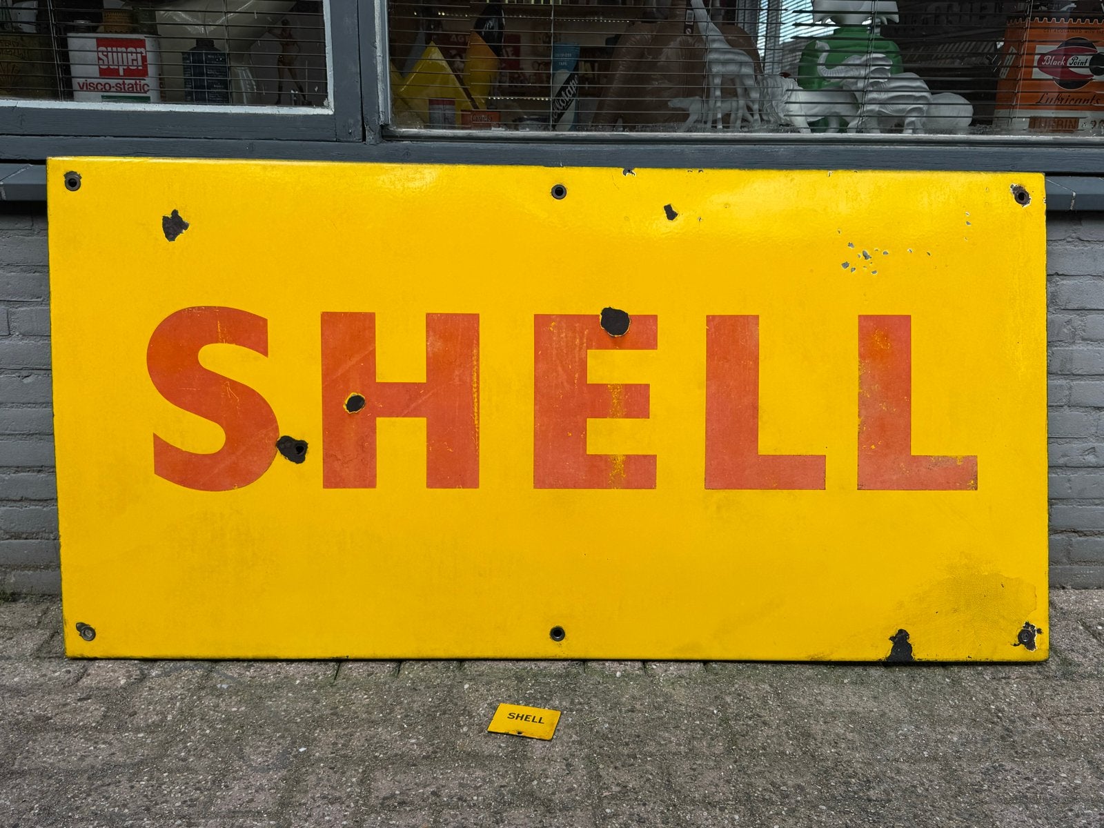 Shell Emaille Reclamebord - Groot Formaat, Ophalen, Reclamebord, Gebruikt, .