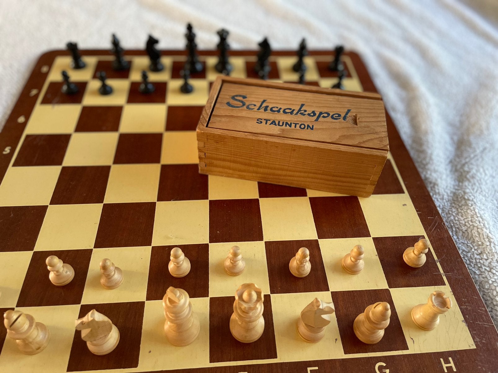 Schaken Schaakspel bord plus stukken staunton, Ophalen of Verzenden, Gebruikt