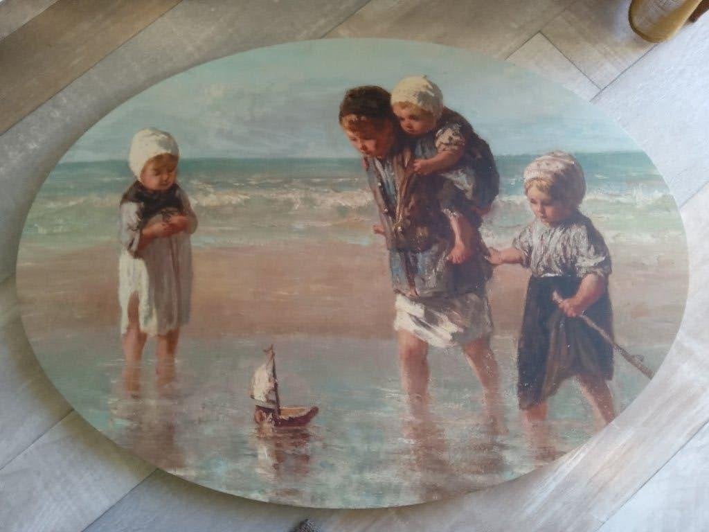 Ovaal canvas Kinderen der zee, Ophalen, 50 – 75, Nieuw, Print