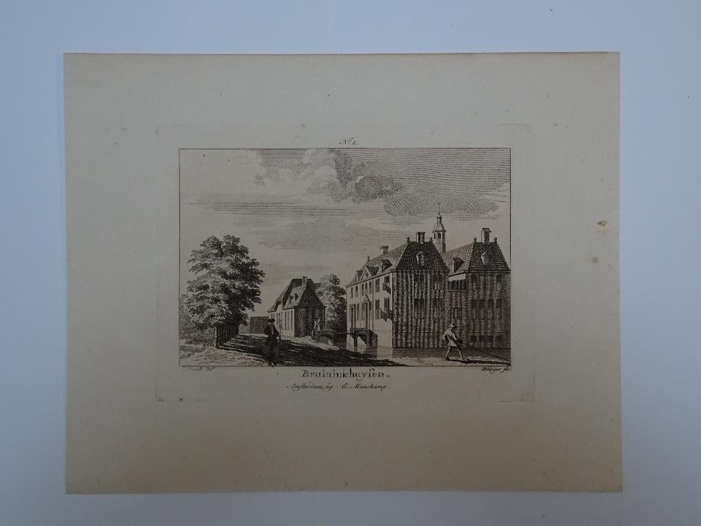 Ets kasteel Bruininkhuysen Huize Nobelaer Etten A. Radigues, Verzenden, Architectuur, Gravure, Origineel