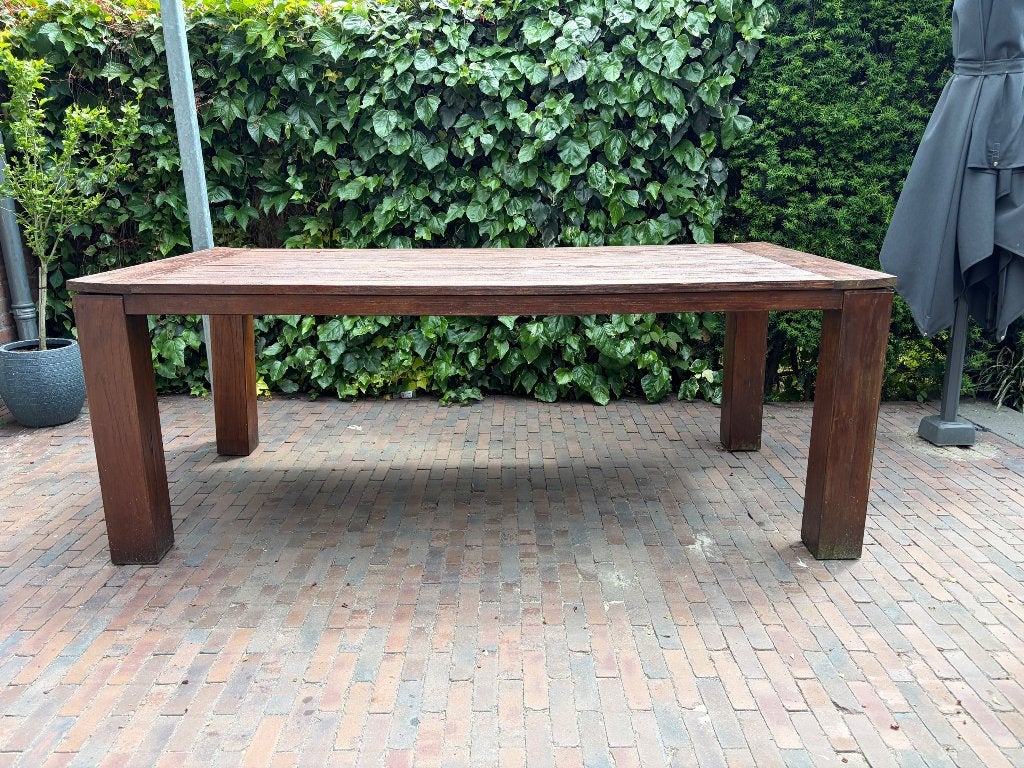 Robuuste Teakhouten Tuintafel - Rough Furniture, Ophalen, Gebruikt, Rechthoekig, Teakhout
