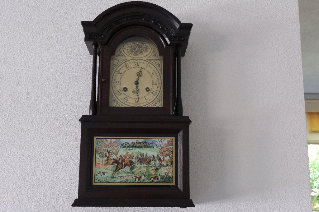 wandklok The  Franklin Mint Fox Hunt Klok, Ophalen, Wandklok, Bruin, Landelijk