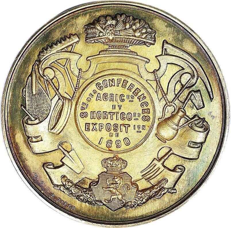 België, penning, 1890 landbouw tuinbouw Ixelles EF (2), Ophalen of Verzenden, Zilver, Buitenland