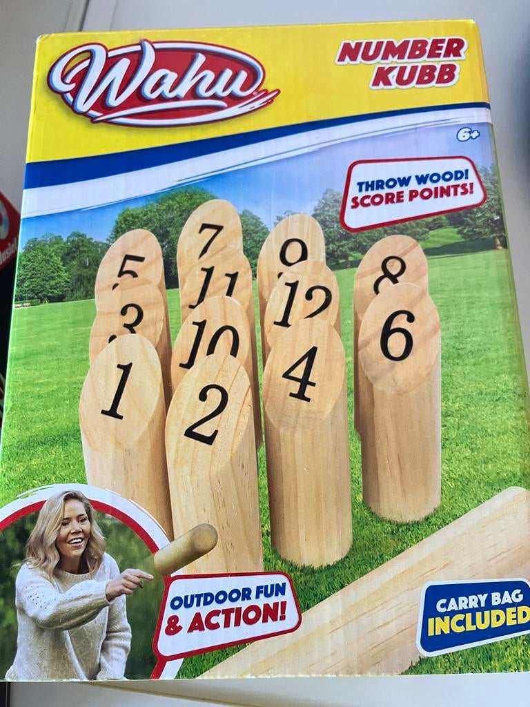 Wahu Number Kubb spel - Buitenspel voor strategie en actie, Ophalen of Verzenden, Zo goed als nieuw