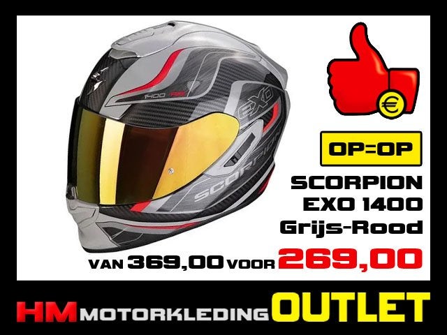 Motorhelm Scorpion EXO 1400 EVO Attune - Grijs-Rood, Info@huybersmotoren.nl, HM - Sale, NL, Kinderen